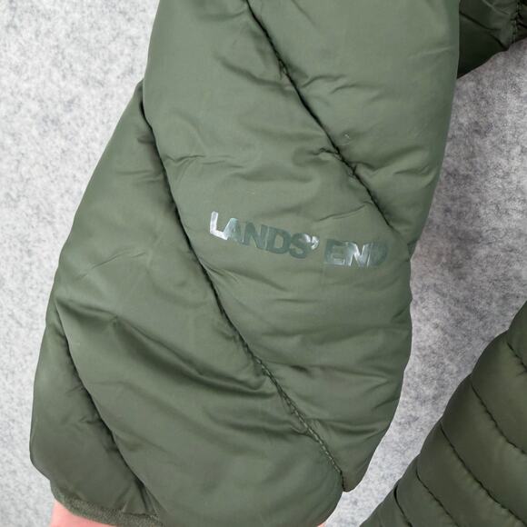 NWT Lands' End Packable Long Puffer Parka Jacket Olive Green Size LARGE - Picture 4 of 15